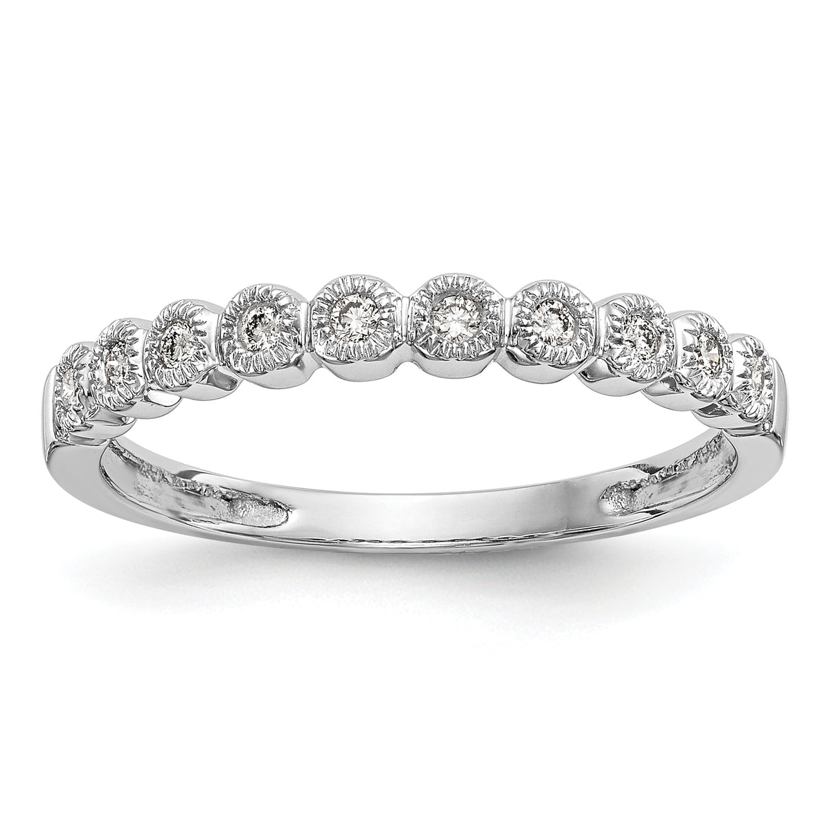 14K White Gold Bezel-set 1/10 carat Complete Diamond Band - 7