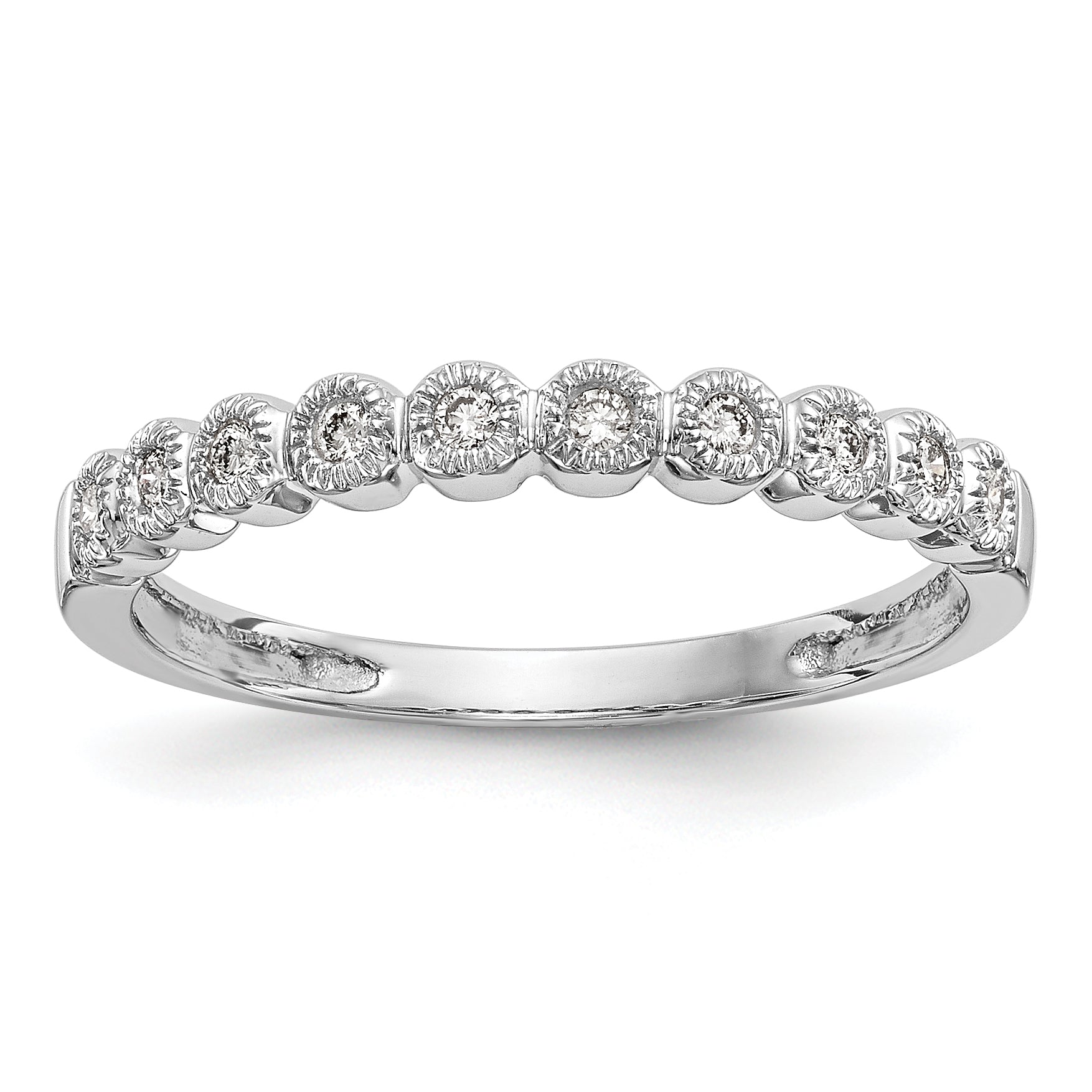 14K White Gold Bezel-set 1/10 carat Complete Diamond Band Main image