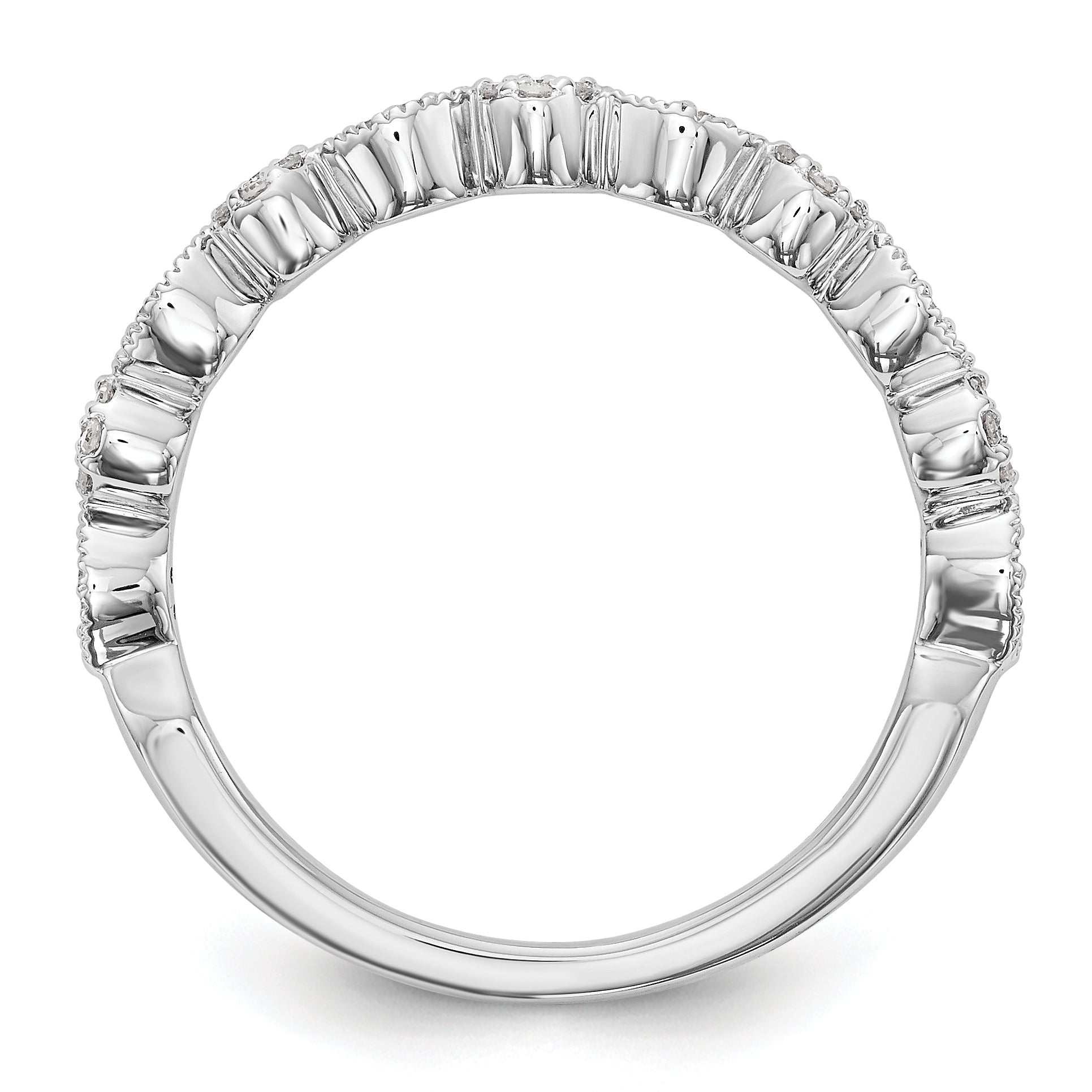 14K White Gold Fancy 1/6 carat Diamond Complete Wedding Band