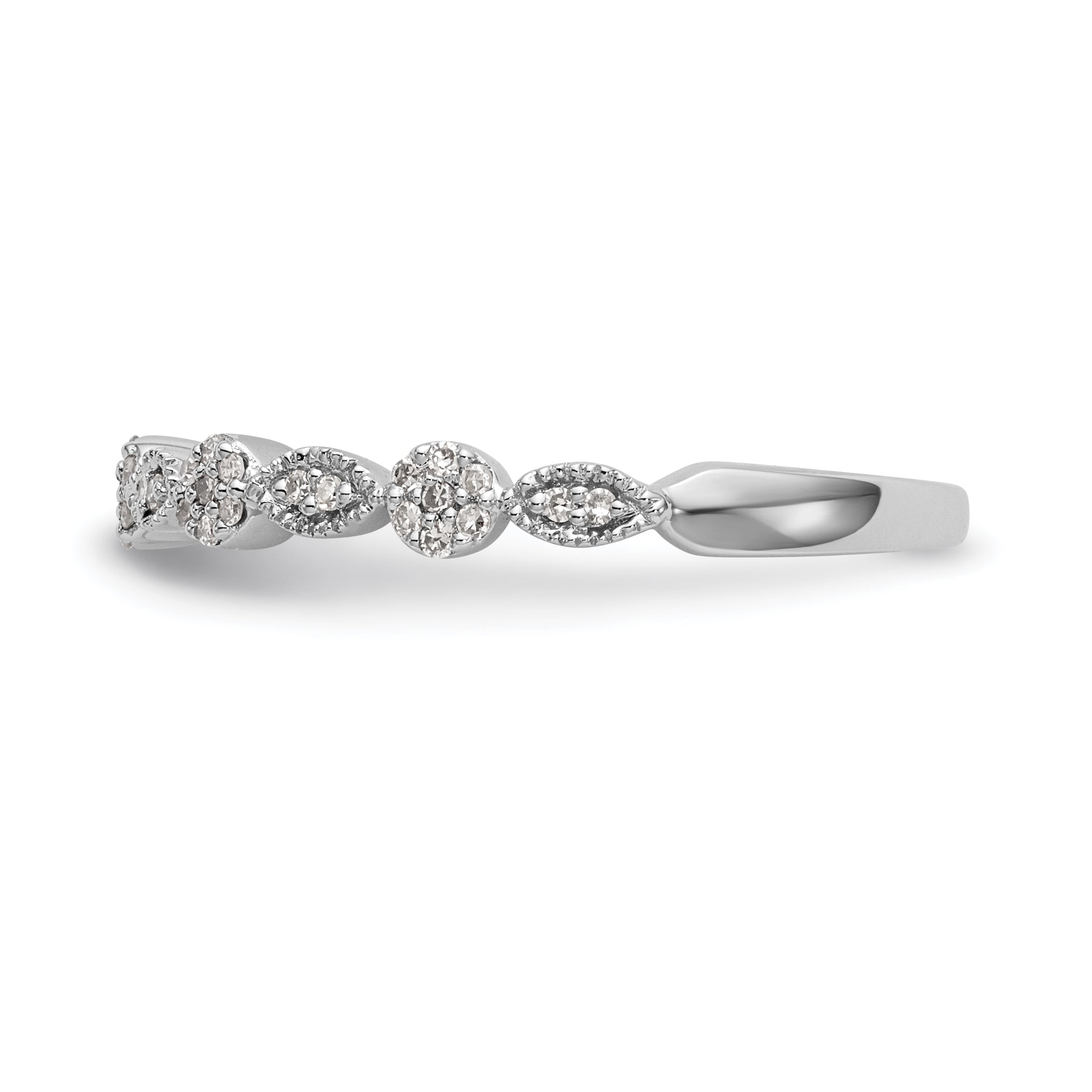 14K White Gold Fancy 1/6 carat Diamond Complete Wedding Band