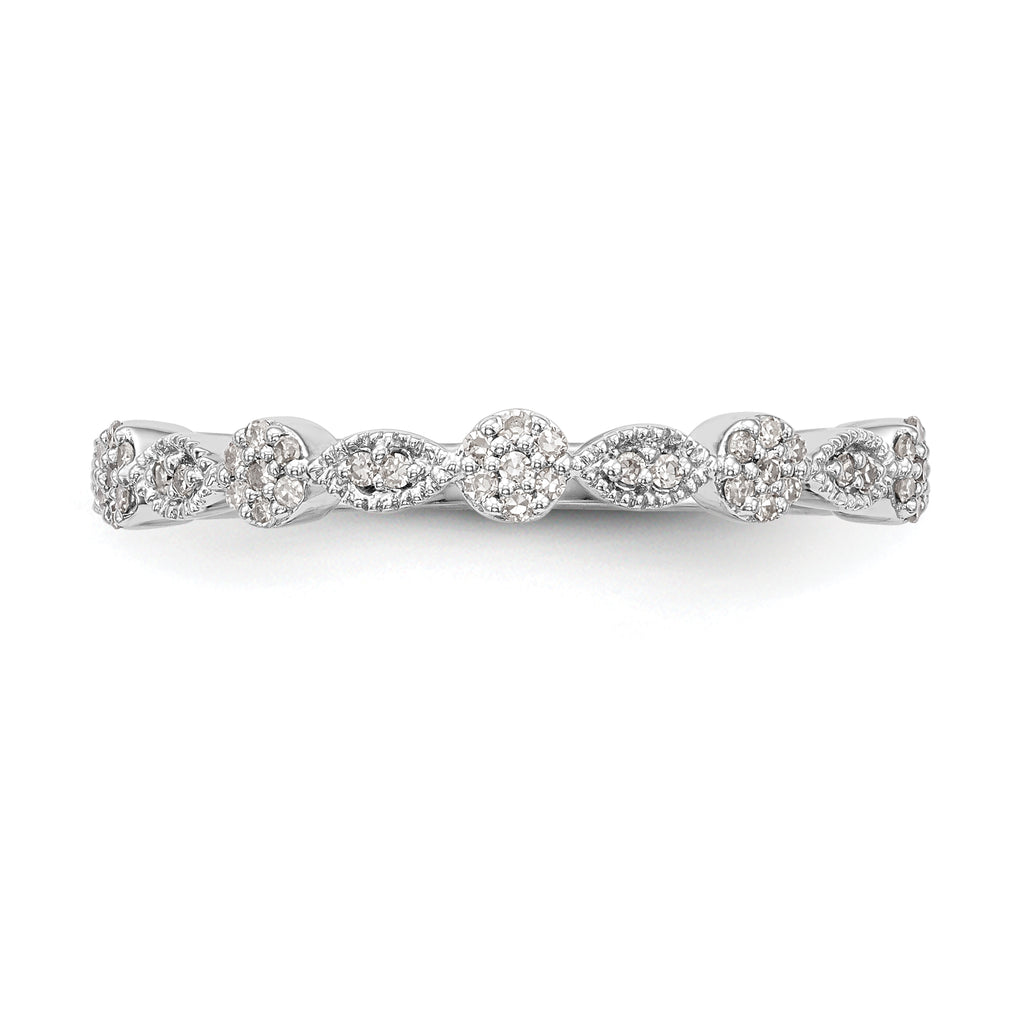 14K White Gold Fancy 1/6 carat Diamond Complete Wedding Band