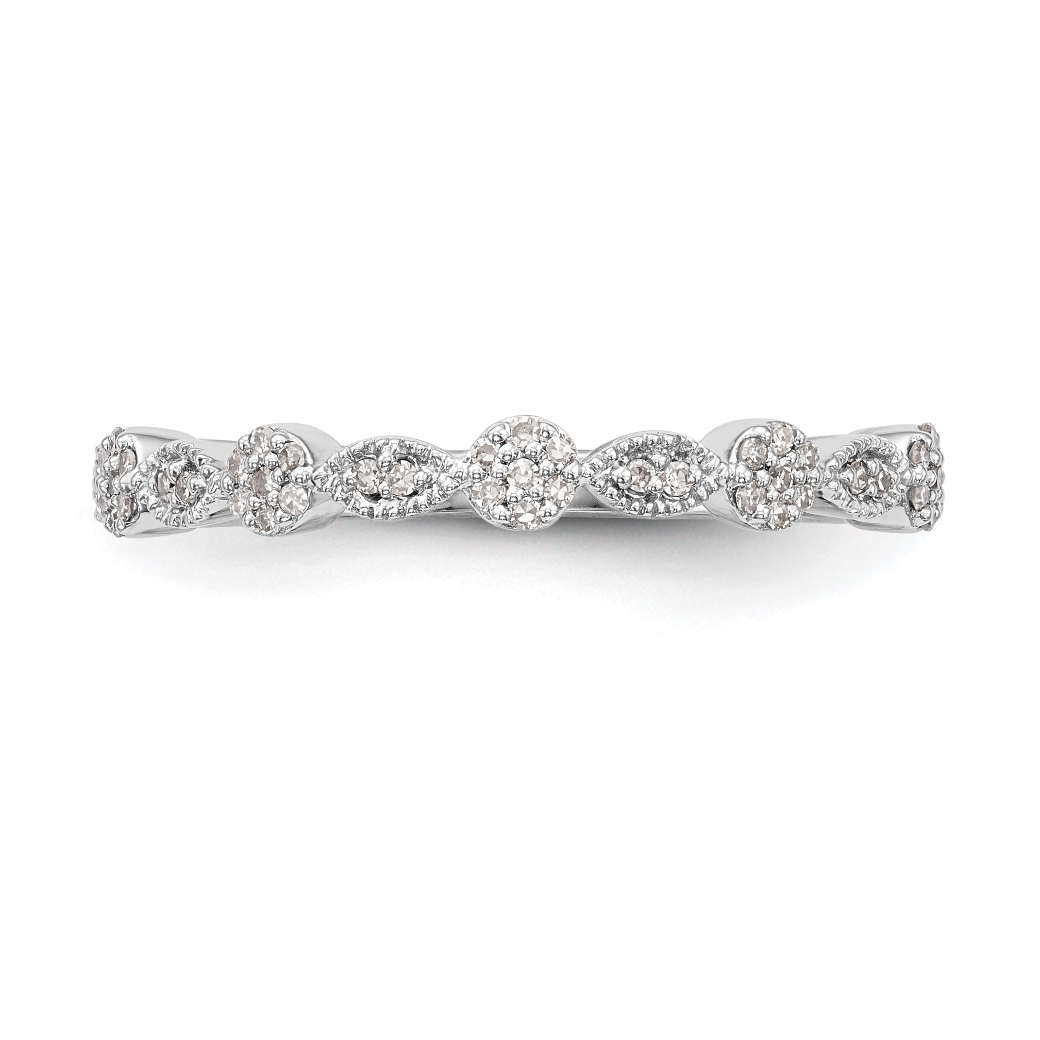 14K White Gold Fancy 1/6 carat Diamond Complete Wedding Band