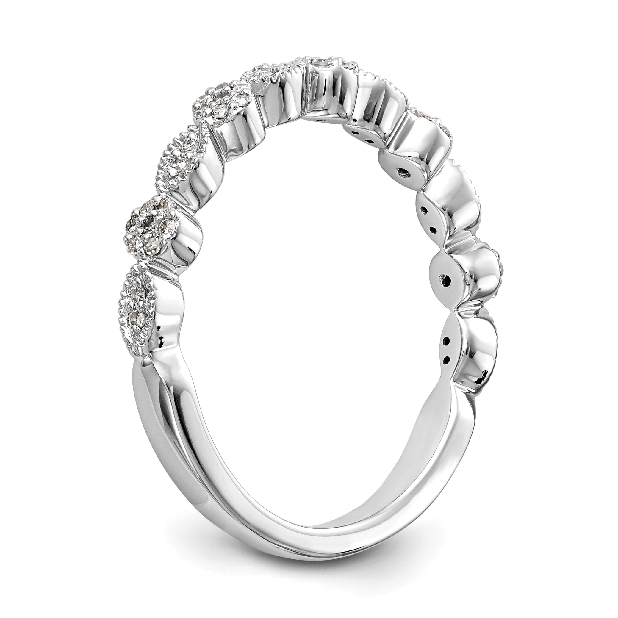 14K White Gold Fancy 1/6 carat Diamond Complete Wedding Band