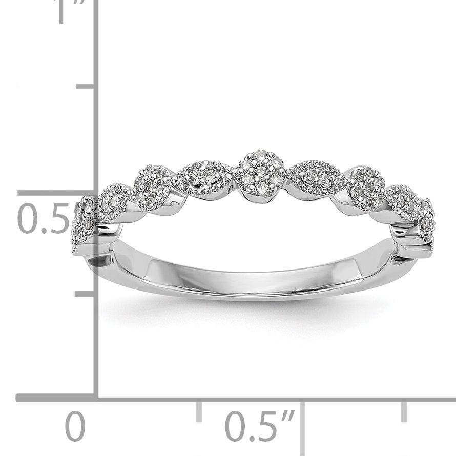 14K White Gold Fancy 1/6 carat Diamond Complete Wedding Band