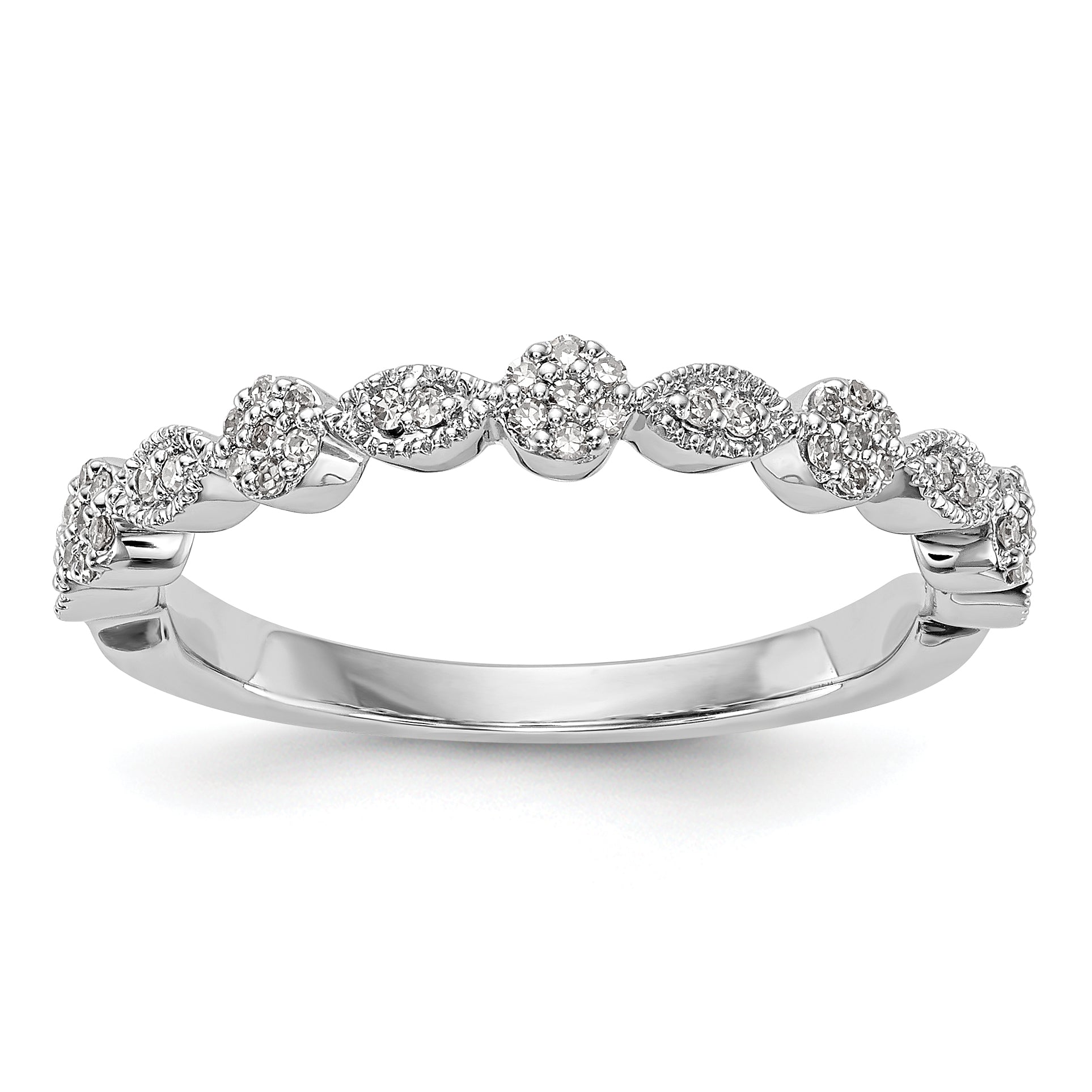 14K White Gold Fancy 1/6 carat Diamond Complete Wedding Band Main image