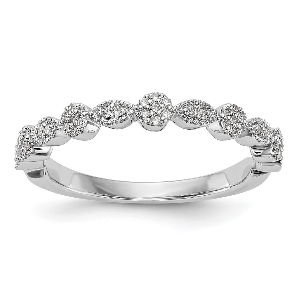 14K White Gold Fancy 1/6 carat Diamond Complete Wedding Band
