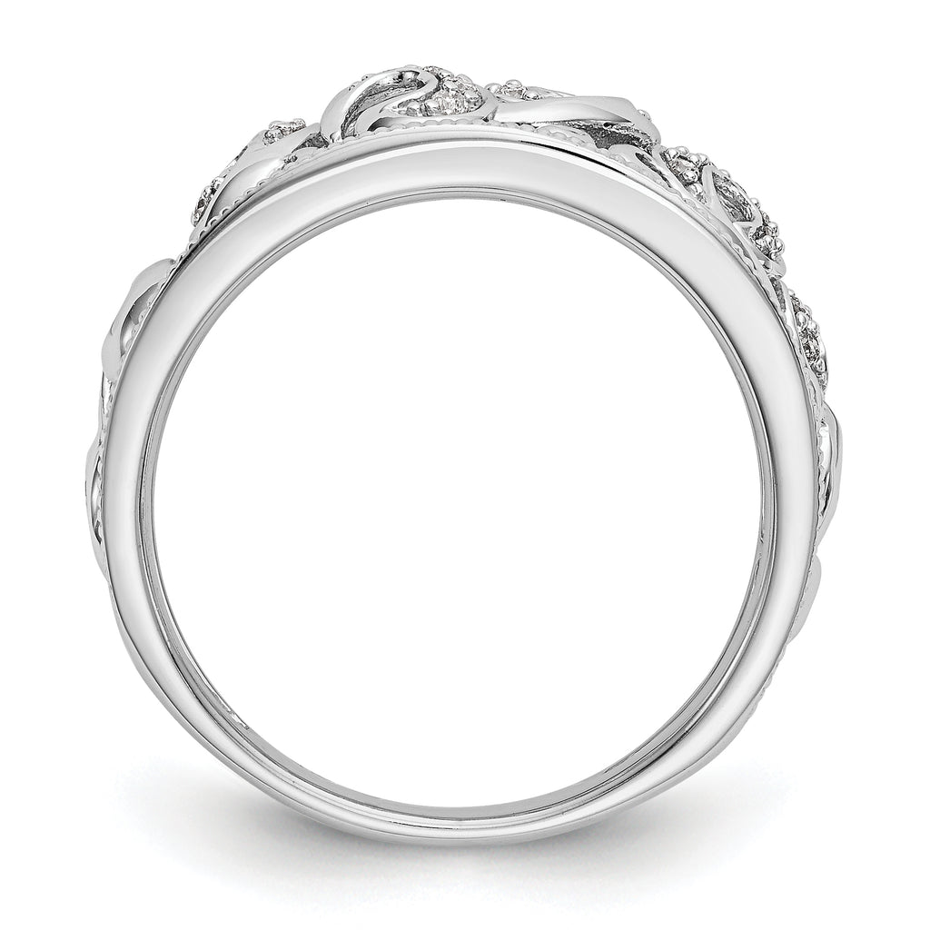 14K White Gold Swirled 1/6 carat Complete Diamond Band