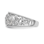14K White Gold Swirled 1/6 carat Complete Diamond Band