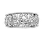 14K White Gold Swirled 1/6 carat Complete Diamond Band