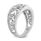 14K White Gold Swirled 1/6 carat Complete Diamond Band