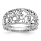 14K White Gold Swirled 1/6 carat Complete Diamond Band