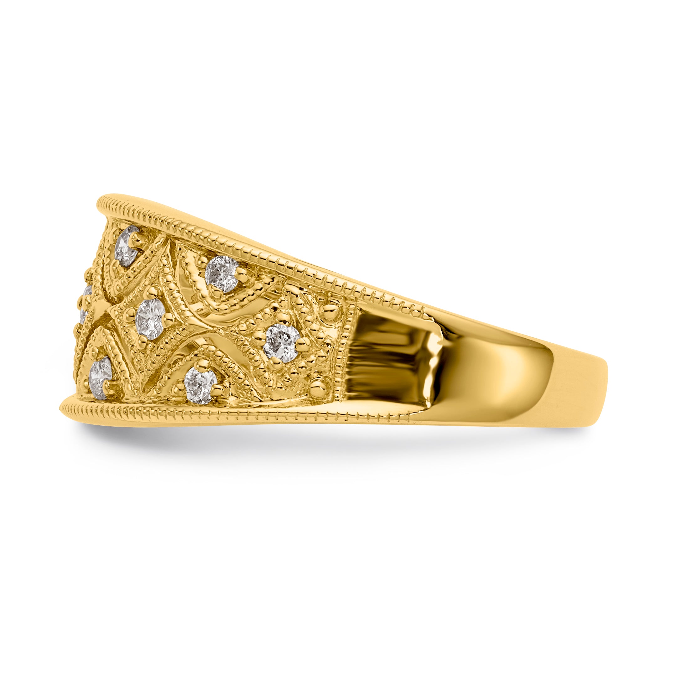 14K Vintage 1/4 carat Complete Diamond Band - 7