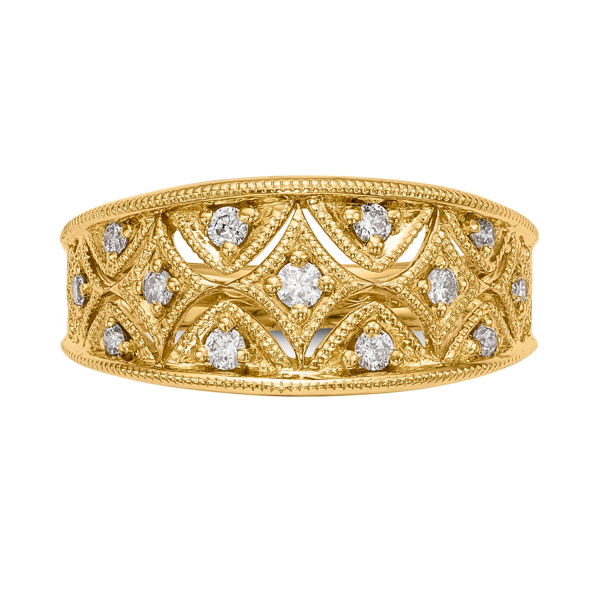 14K Vintage 1/4 carat Complete Diamond Band - 7