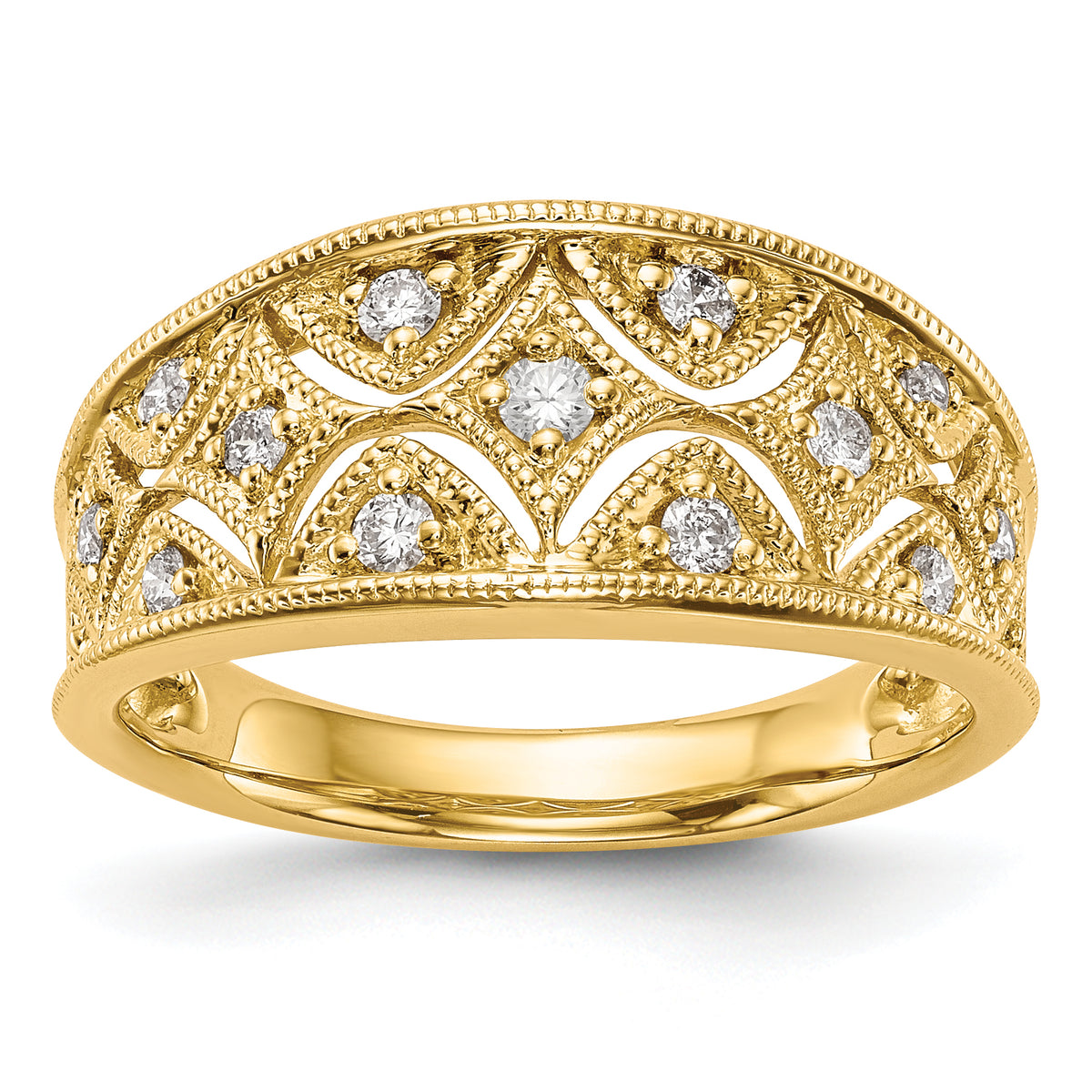 14K Vintage 1/4 carat Complete Diamond Band - 7