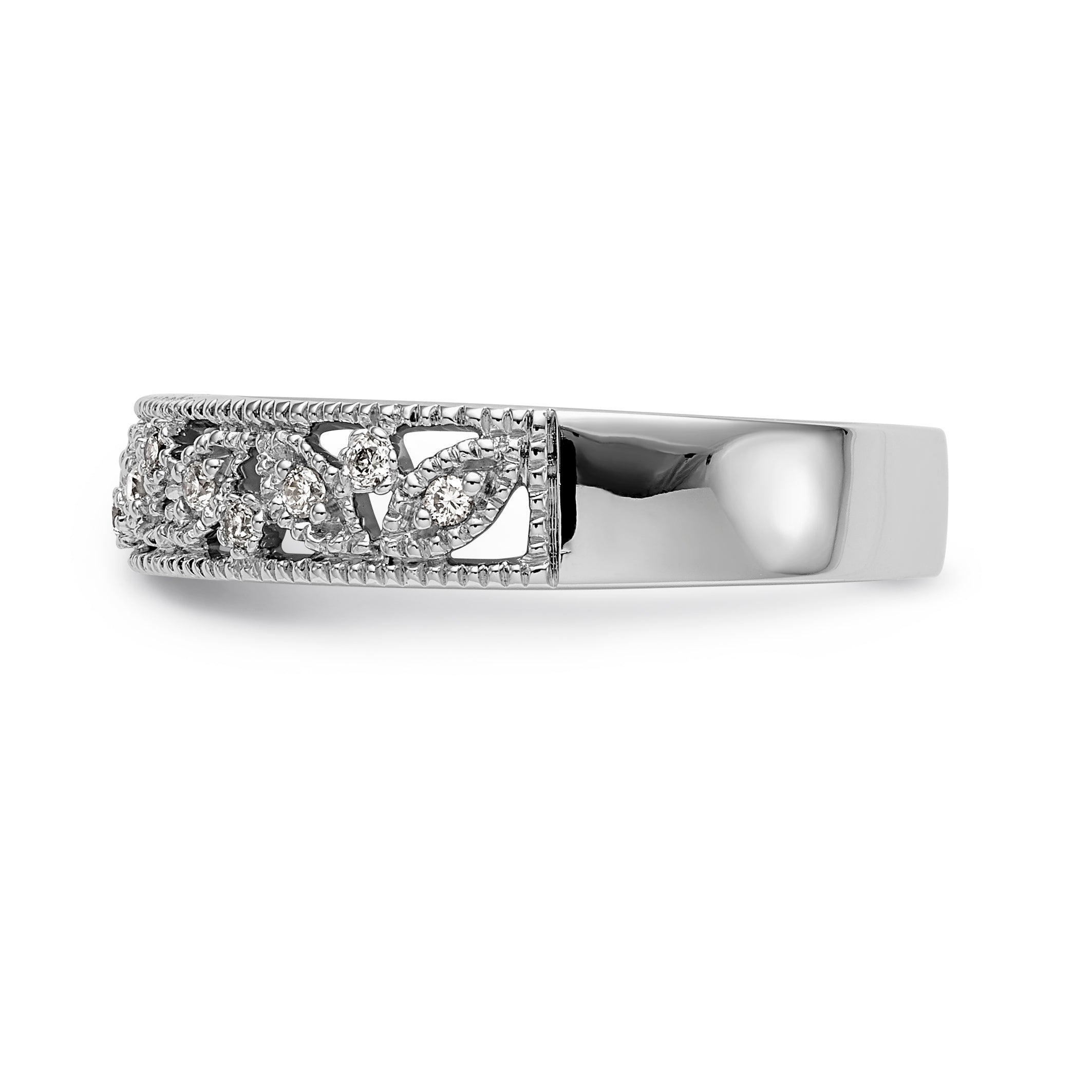 14K White Gold Diamond Band - 7