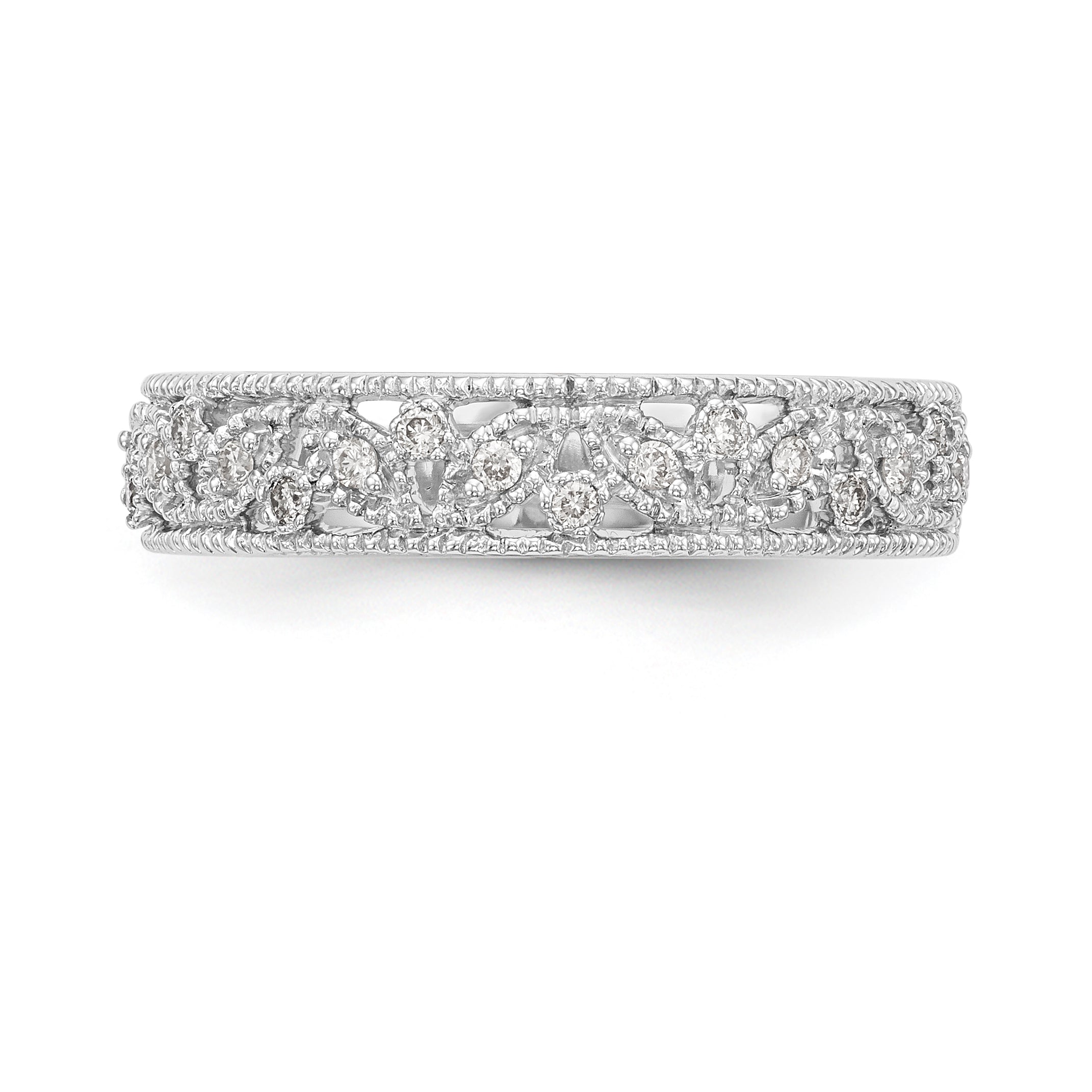 14K White Gold Diamond Band - 7