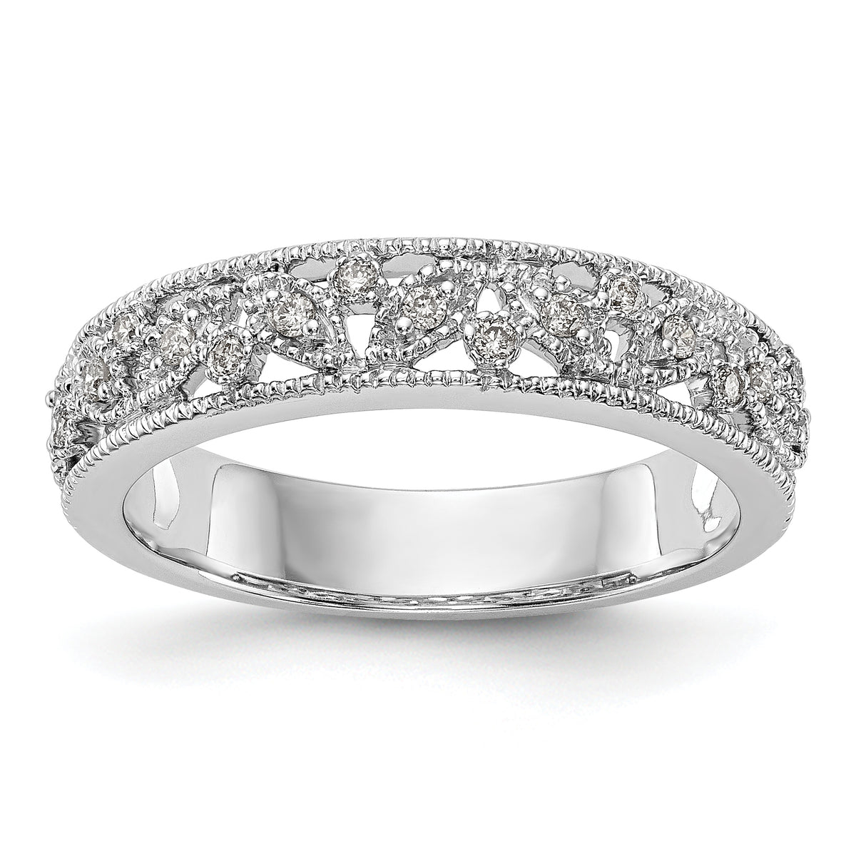14K White Gold Diamond Band - 7