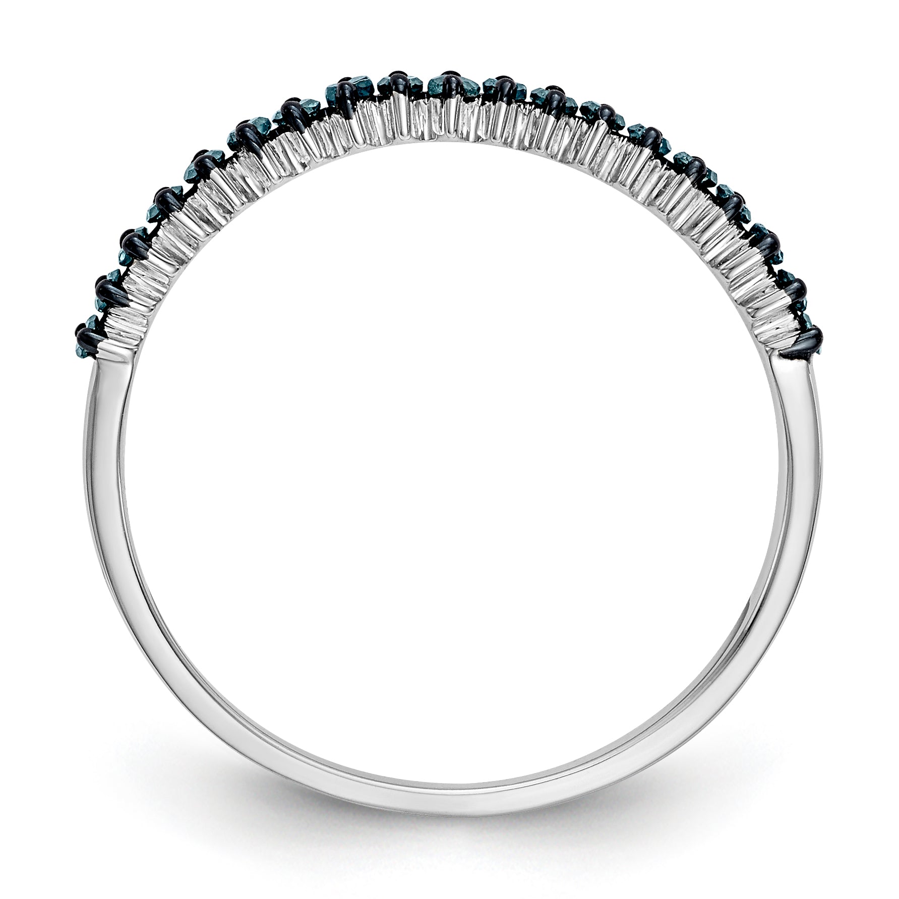 14K White Gold Blue Diamond Band - 7