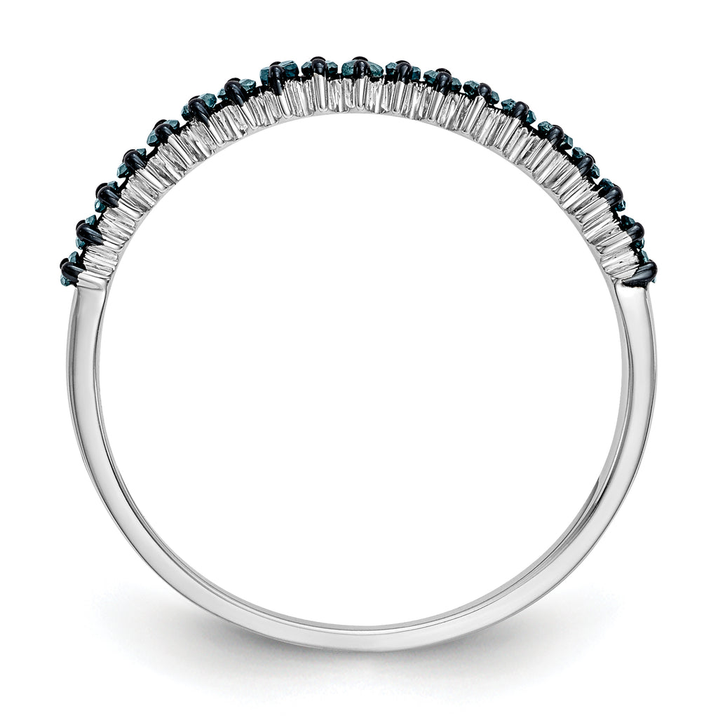 14K White Gold 1/6 carat Blue Diamond Complete Band
