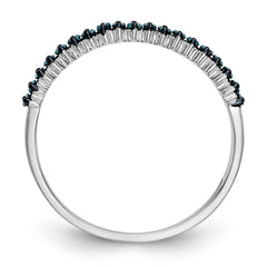 14K White Gold Blue Diamond Band - 7