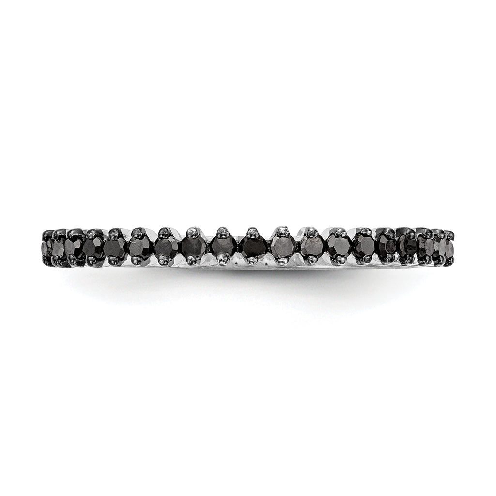 14K White Gold 1/6 carat Blue Diamond Complete Band