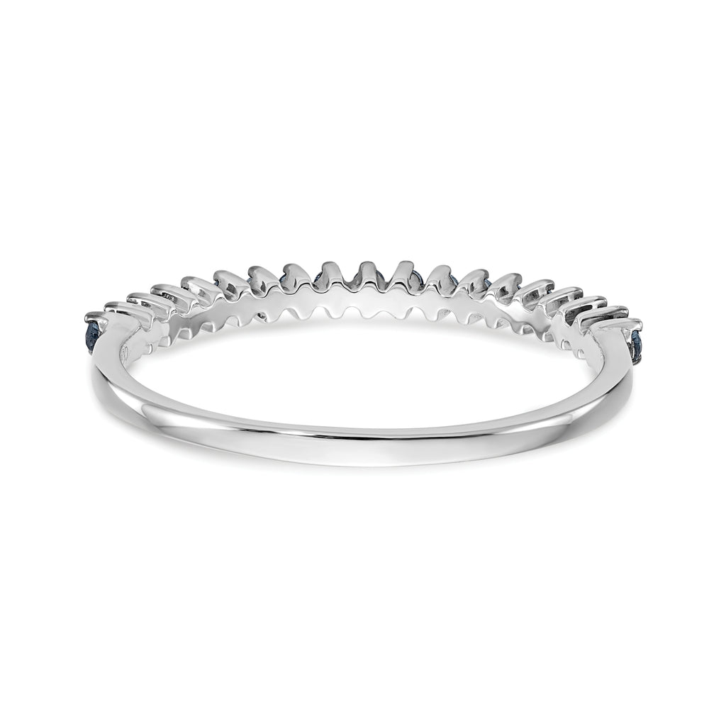 14K White Gold 1/6 carat Blue Diamond Complete Band