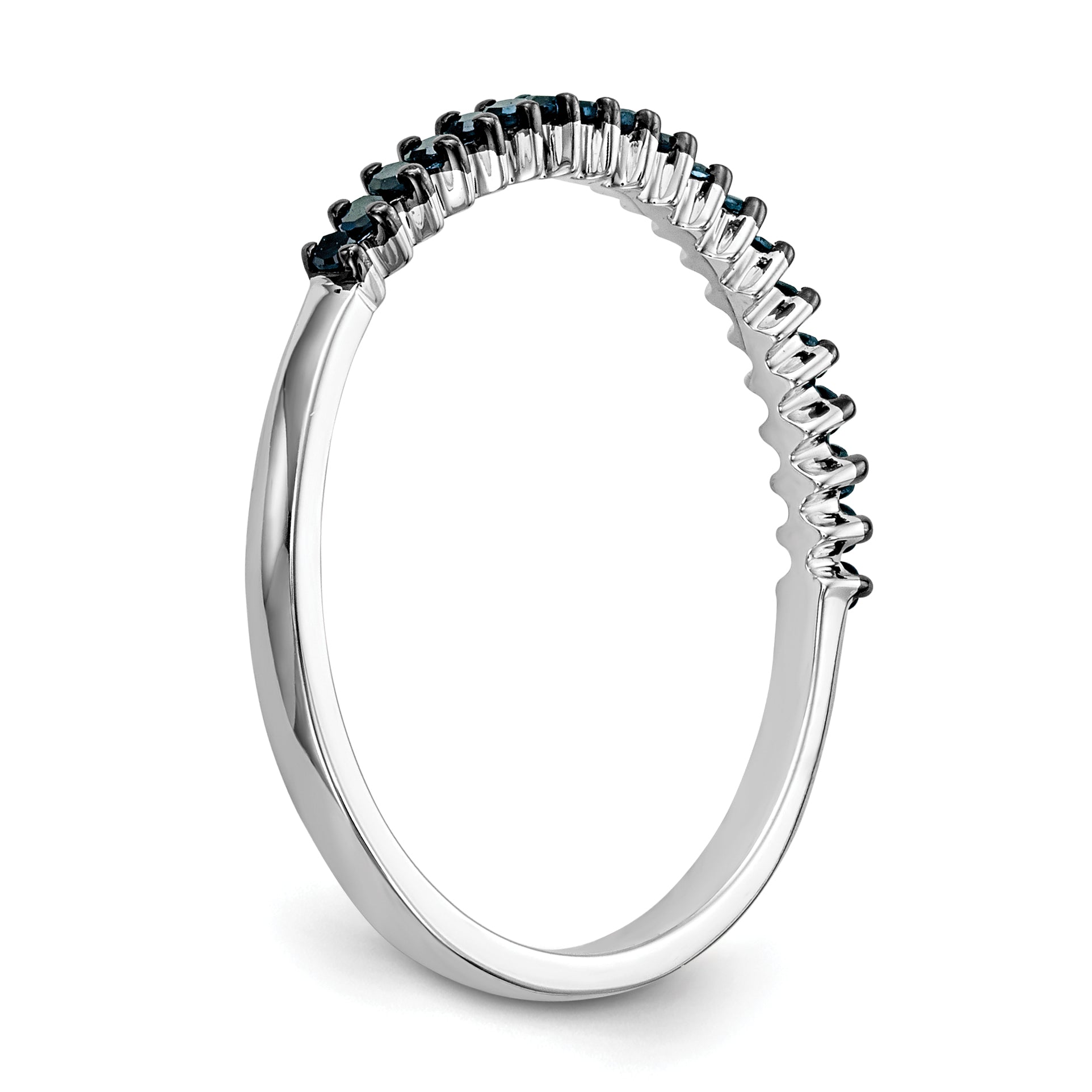14K White Gold 1/6 carat Blue Diamond Complete Band