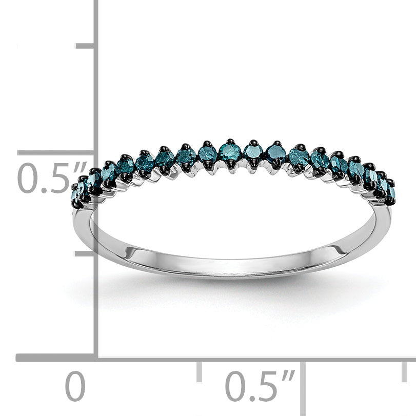 14K White Gold 1/6 carat Blue Diamond Complete Band