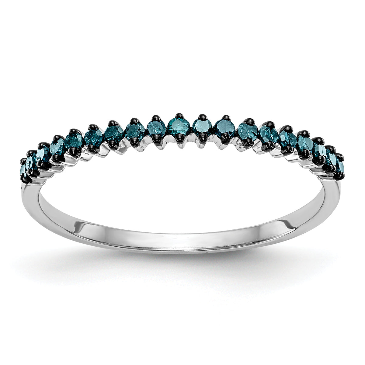 14K White Gold Blue Diamond Band - 7