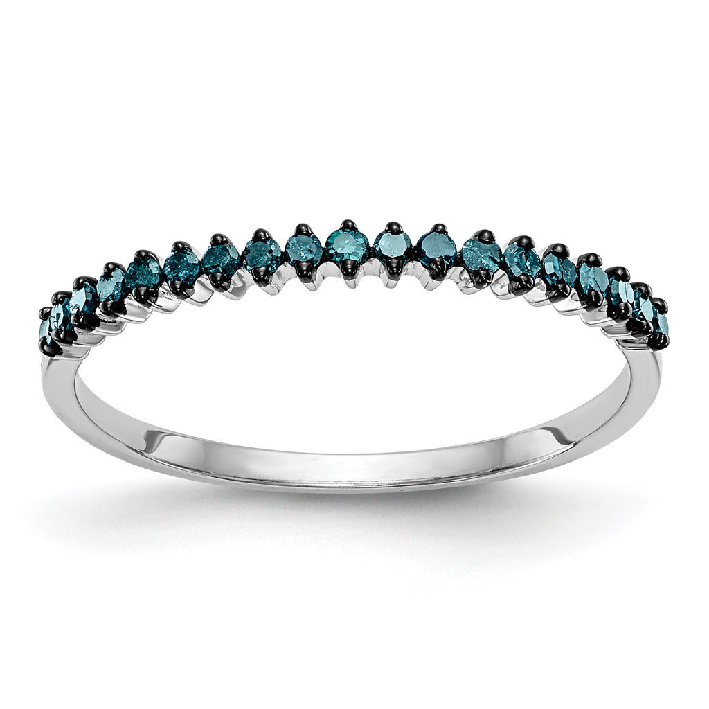 14K White Gold 1/6 carat Blue Diamond Complete Band