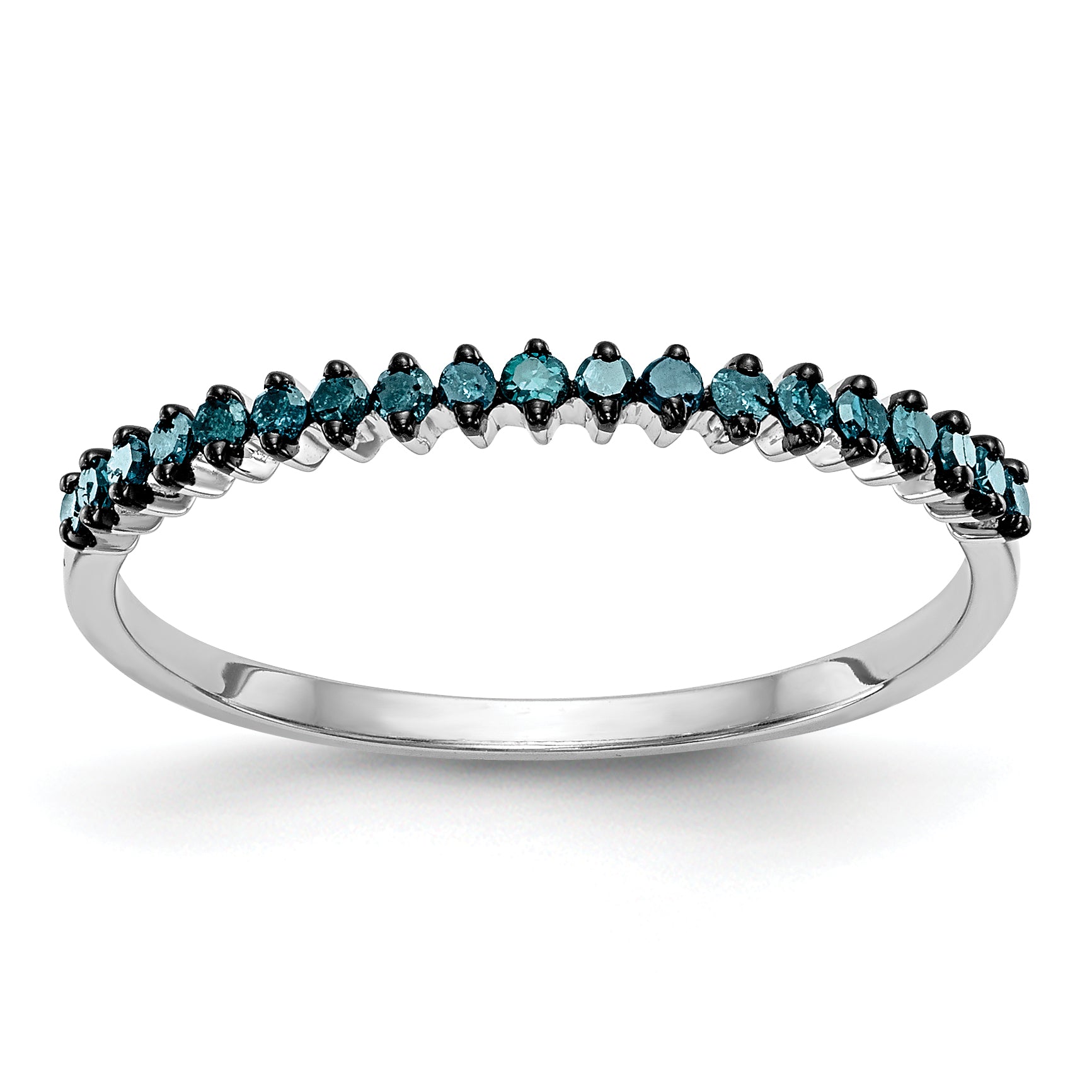 14K White Gold 1/6 carat Blue Diamond Complete Band