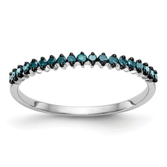 14K White Gold Blue Diamond Band - 7