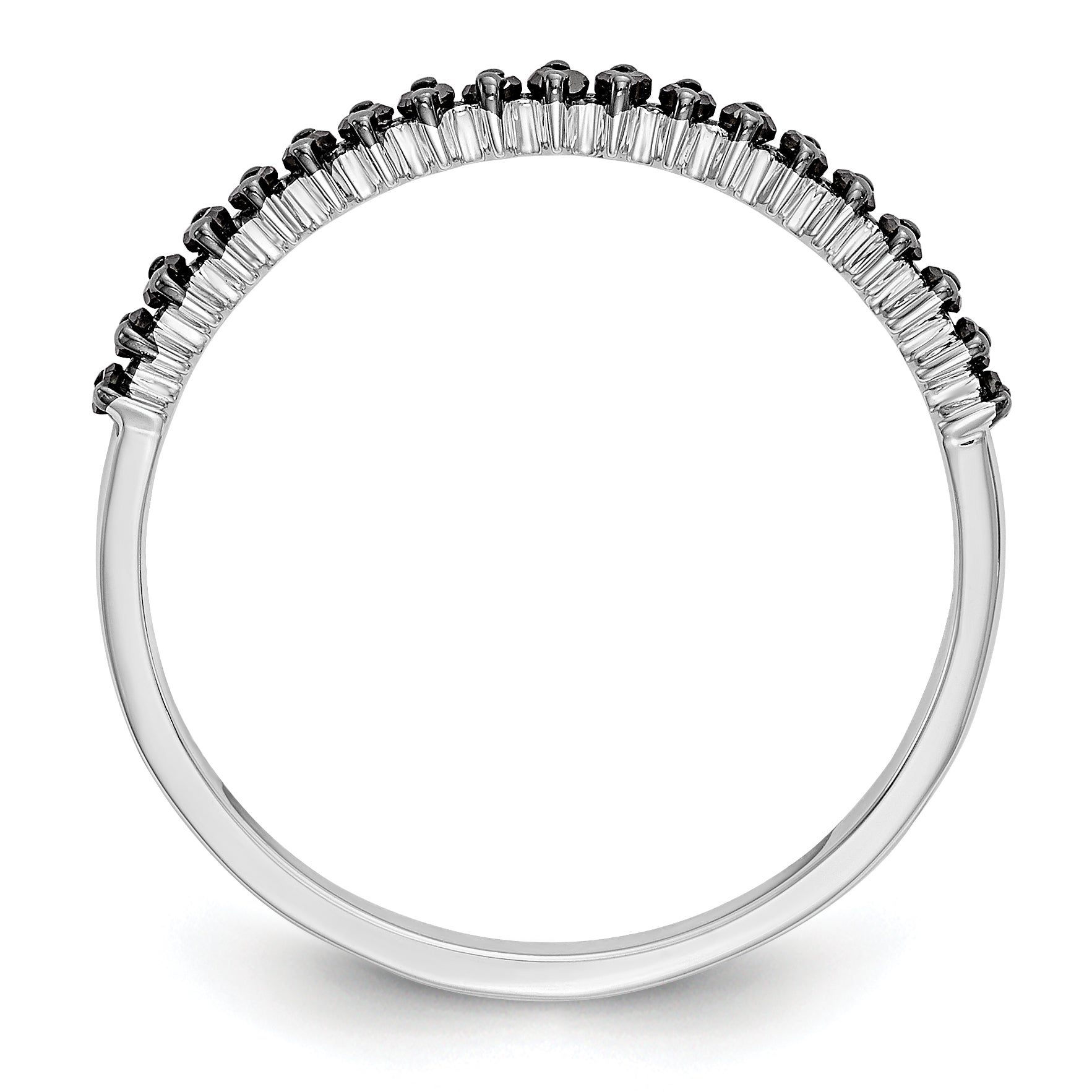 14K White Gold Black Diamond Band - 7