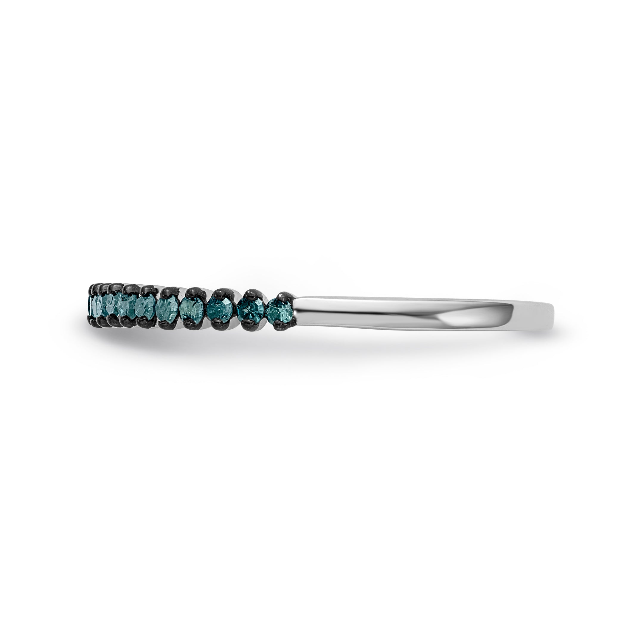 14K White Gold Black Diamond Band - 7