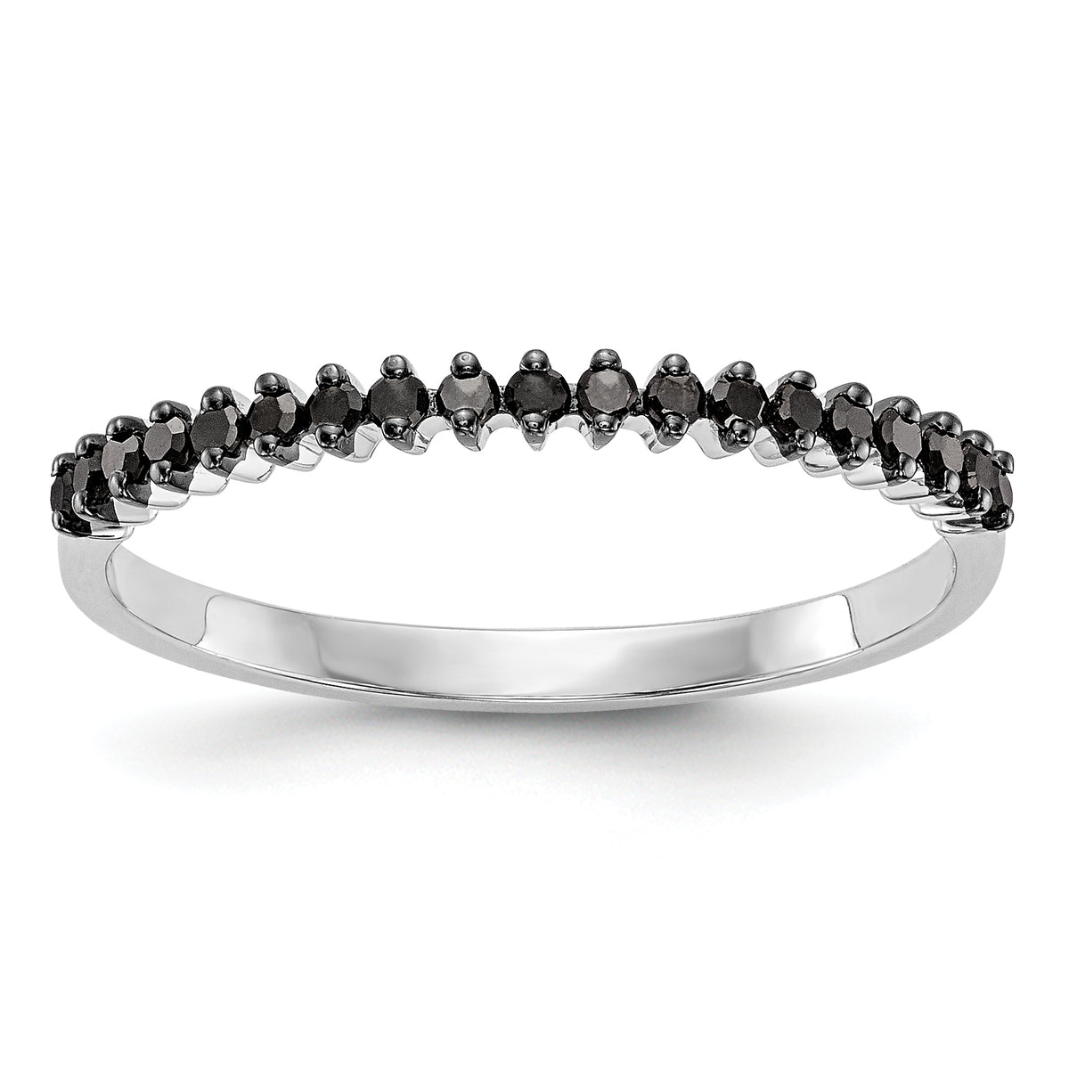 14K White Gold Black Diamond Band - 7