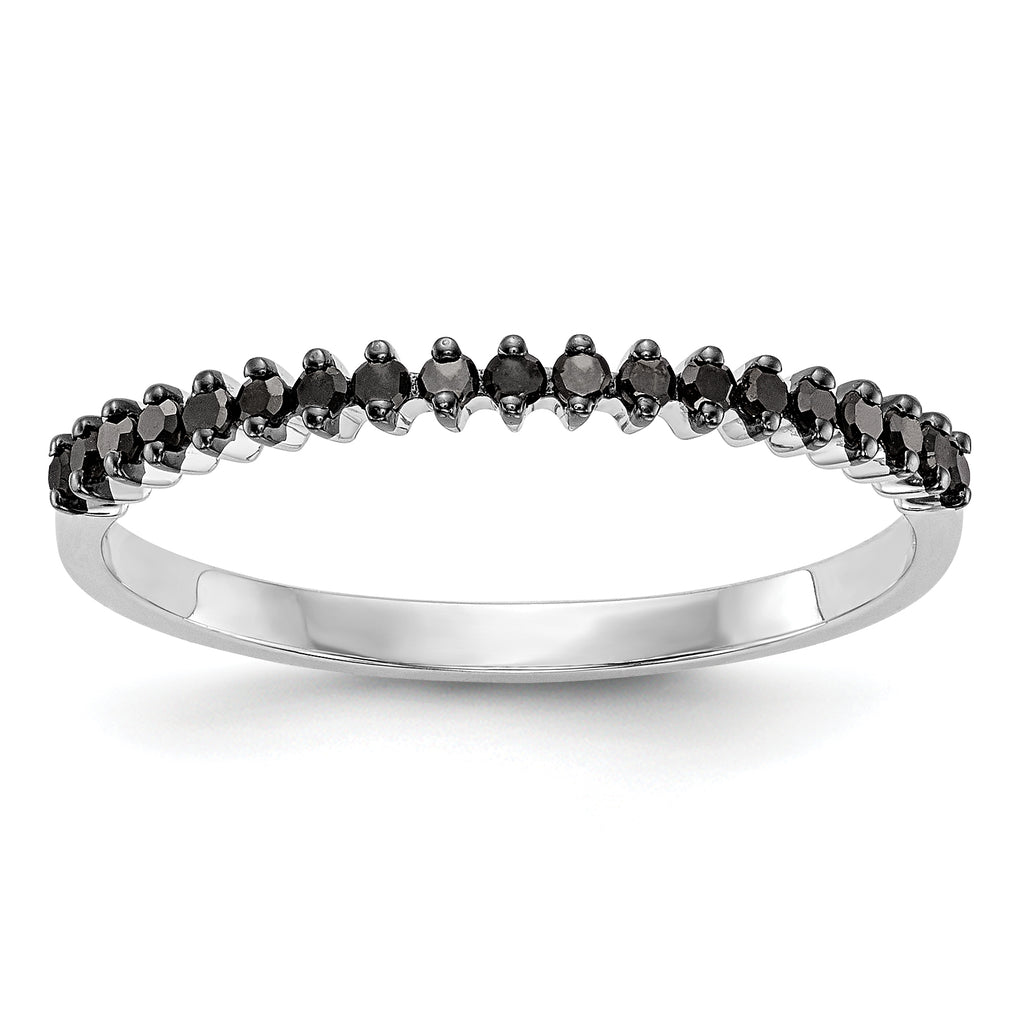 14K White Gold 1/6 carat Black Diamond Complete Band