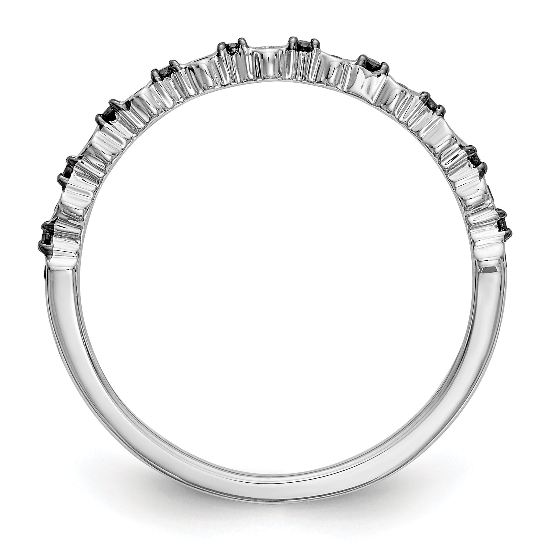 14K White Gold Black Diamond Band - 7