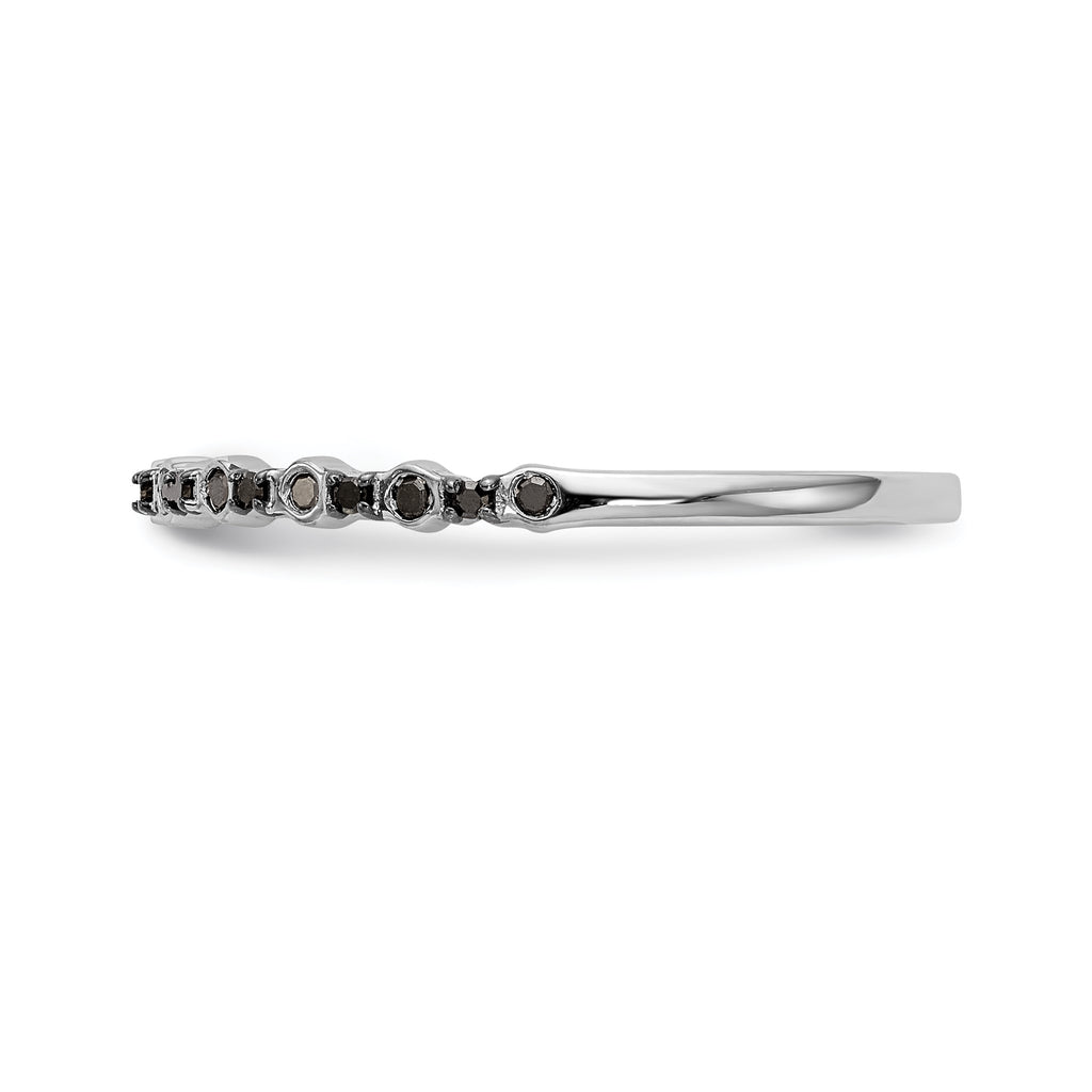14K White Gold 1/10 carat Black Diamond Complete Band