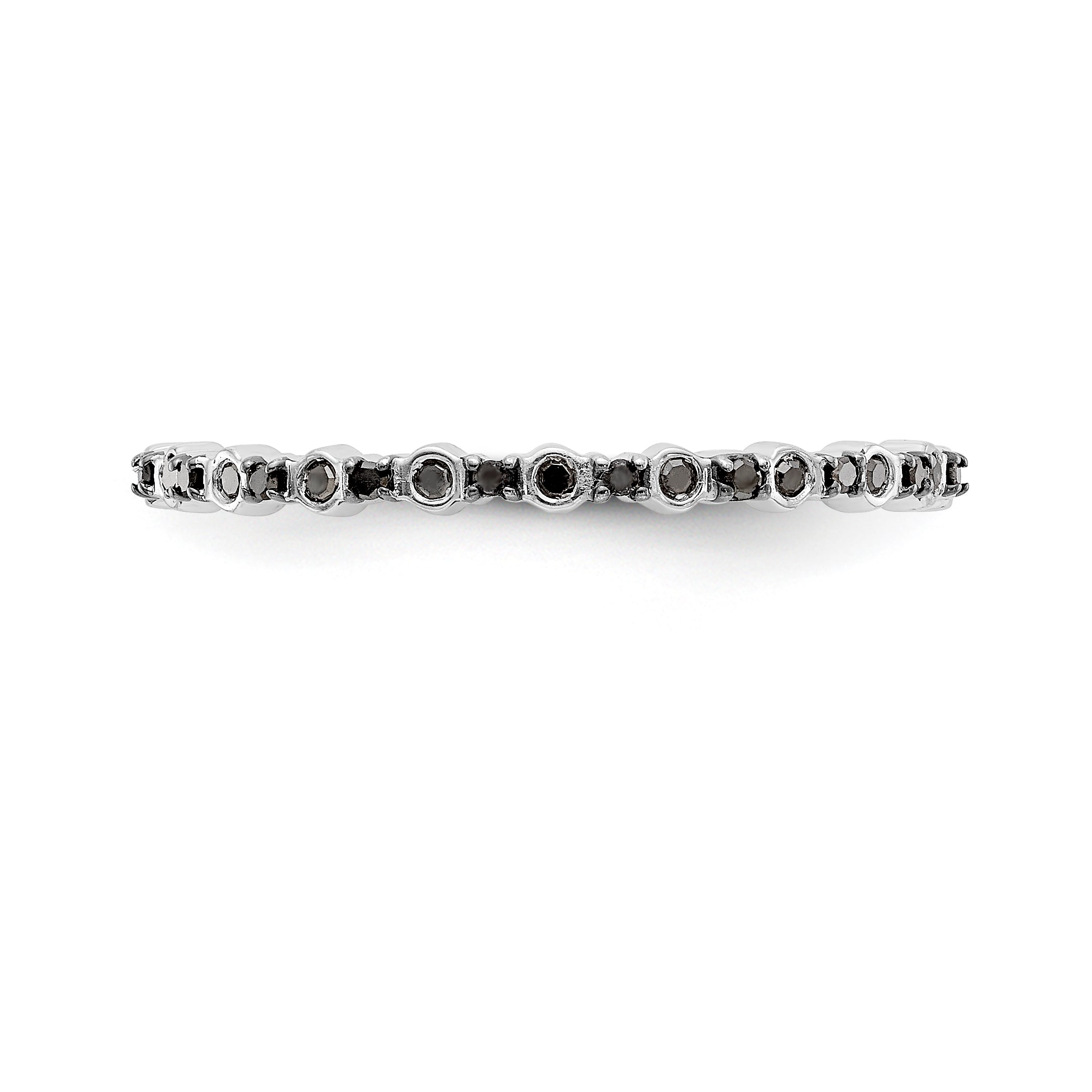 14K White Gold Black Diamond Band - 7