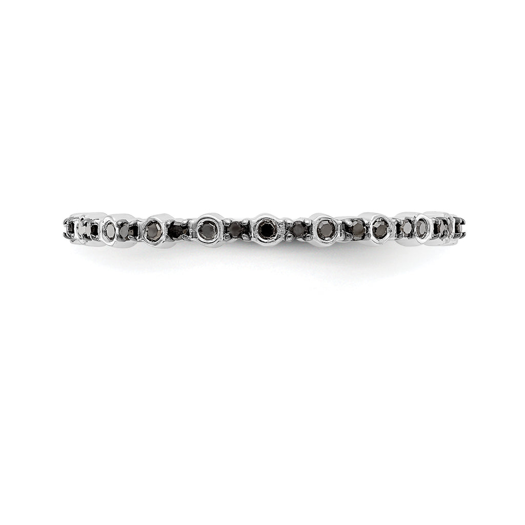 14K White Gold 1/10 carat Black Diamond Complete Band