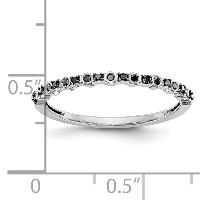 14K White Gold 1/10 carat Black Diamond Complete Band