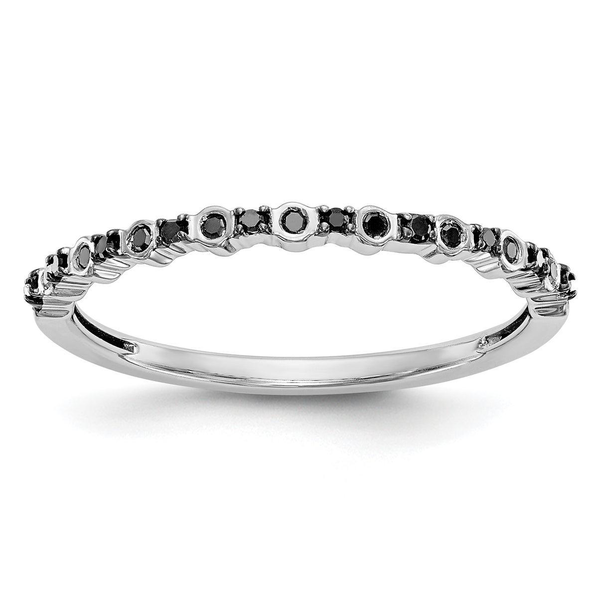 14K White Gold Black Diamond Band - 7