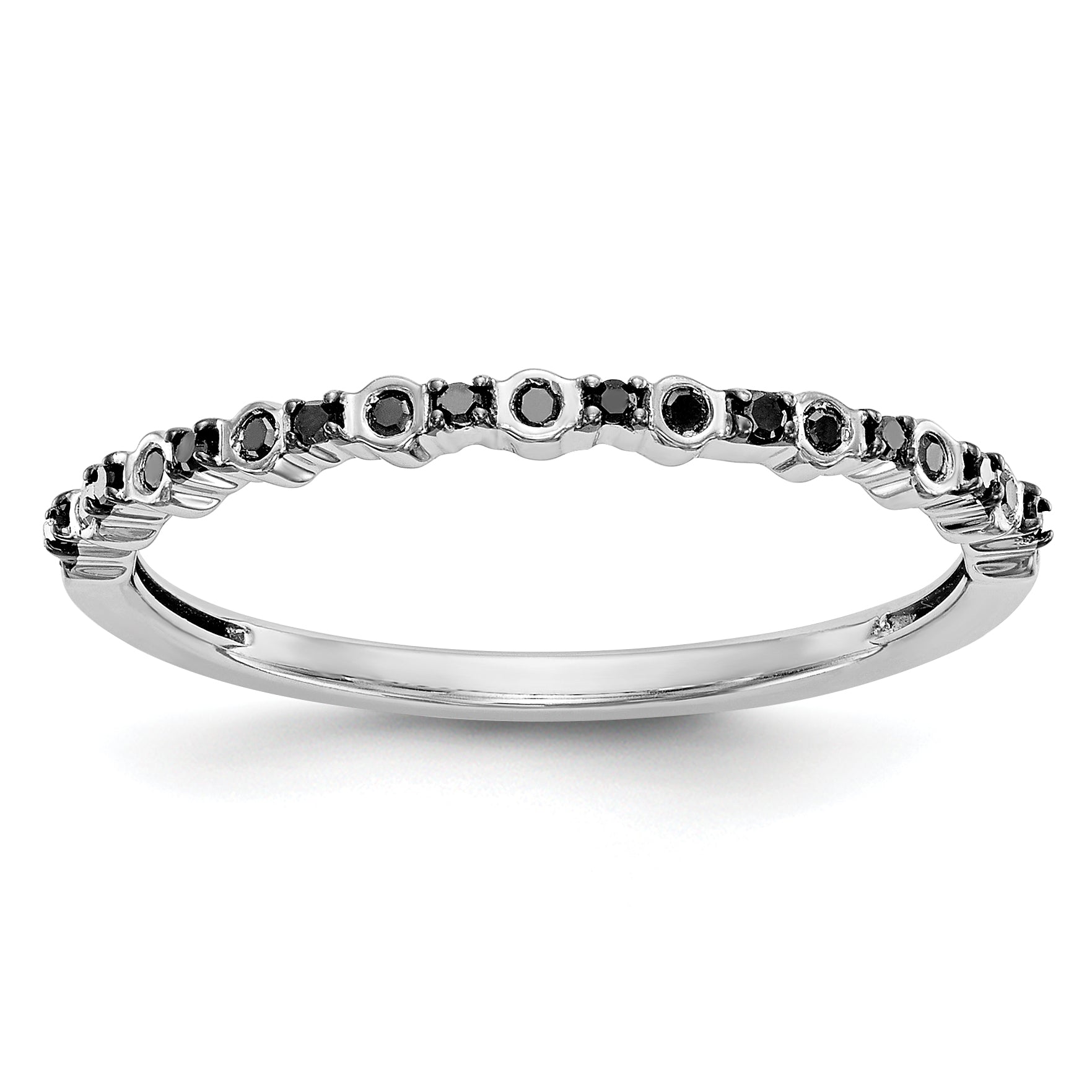 14K White Gold 1/10 carat Black Diamond Complete Band