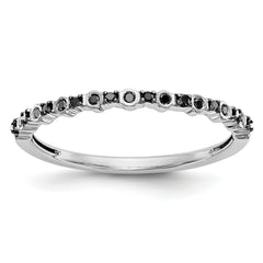 14K White Gold Black Diamond Band - 7