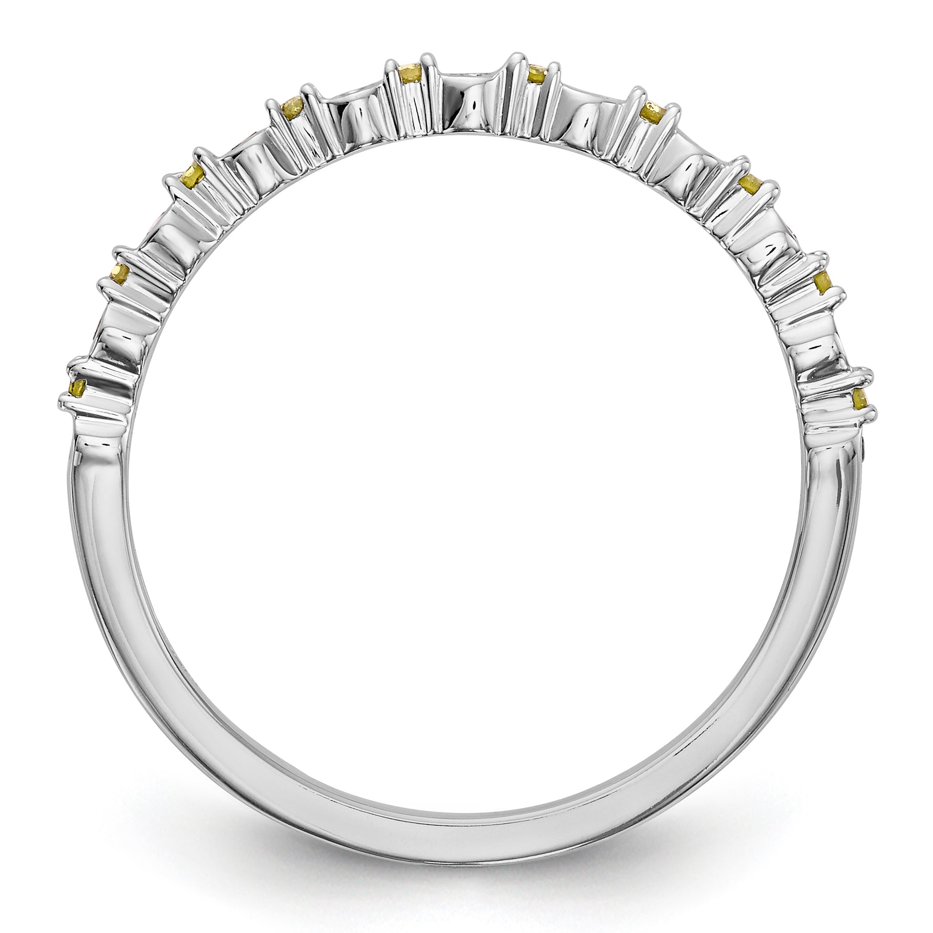 14K White Gold Yellow Diamond Band - 7