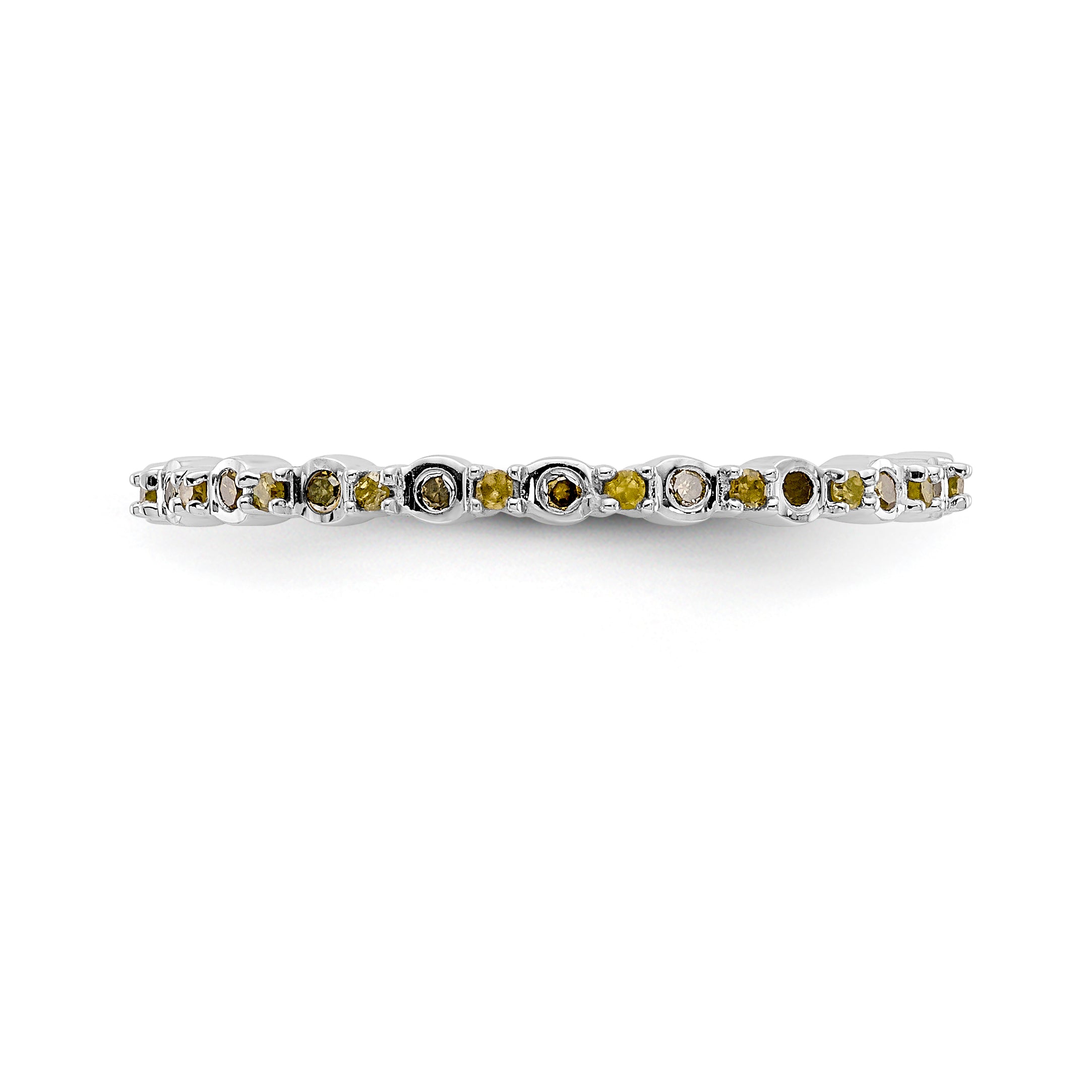 14K White Gold Yellow Diamond Band - 7