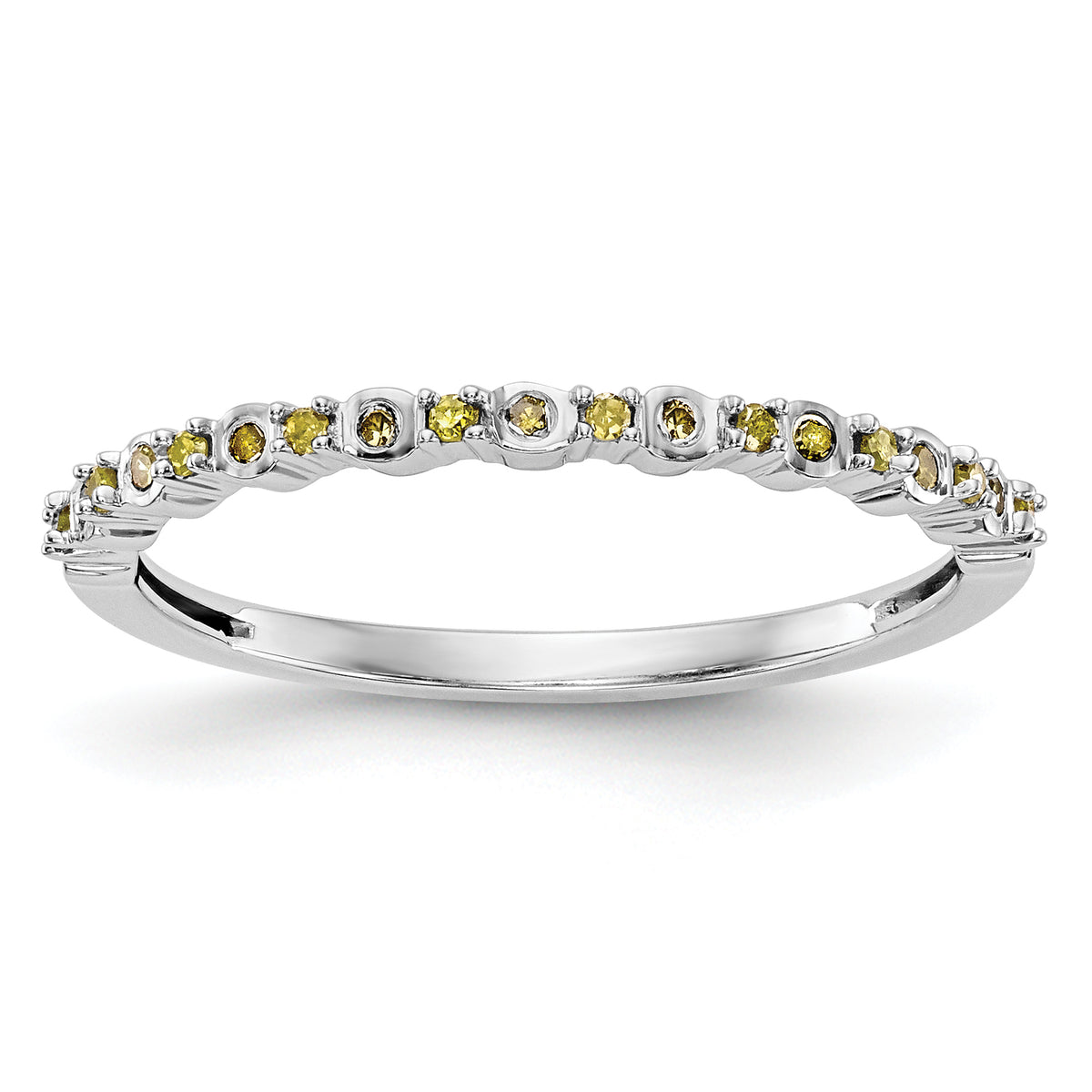 14K White Gold Yellow Diamond Band - 7
