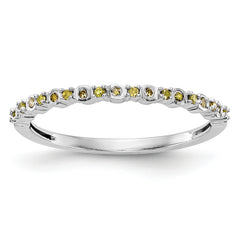 14K White Gold Yellow Diamond Band - 7