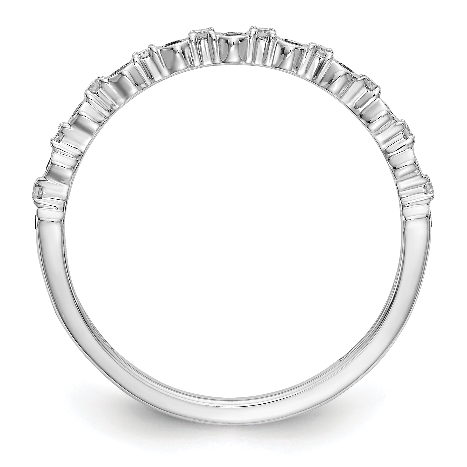 14K White Gold Black & White Diamond Band - 7