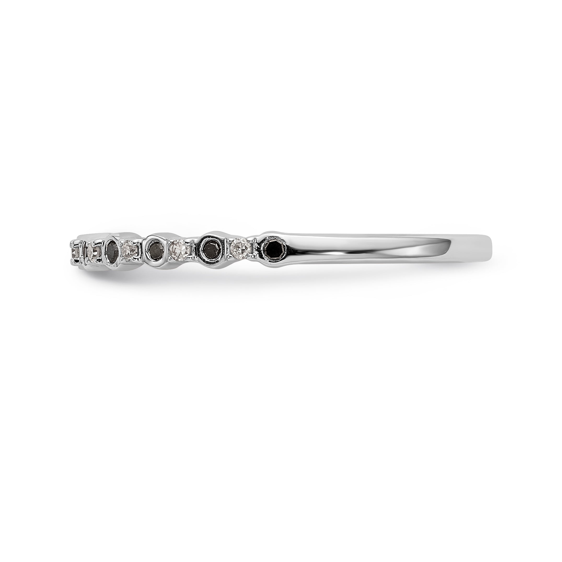 14K White Gold Black & White Diamond Band - 7